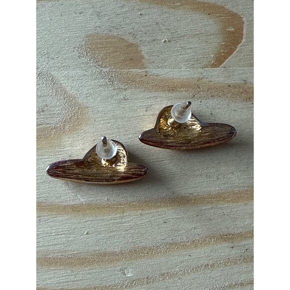 Red Cowboy Red Hat Society Stud Earrings With Rhinestones Accents - Picture 3 of 5